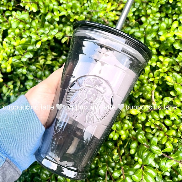 🖤NEW🖤Starbucks 2020 Dark Smoke Black Transparent Glass Cold Cup Tumbler